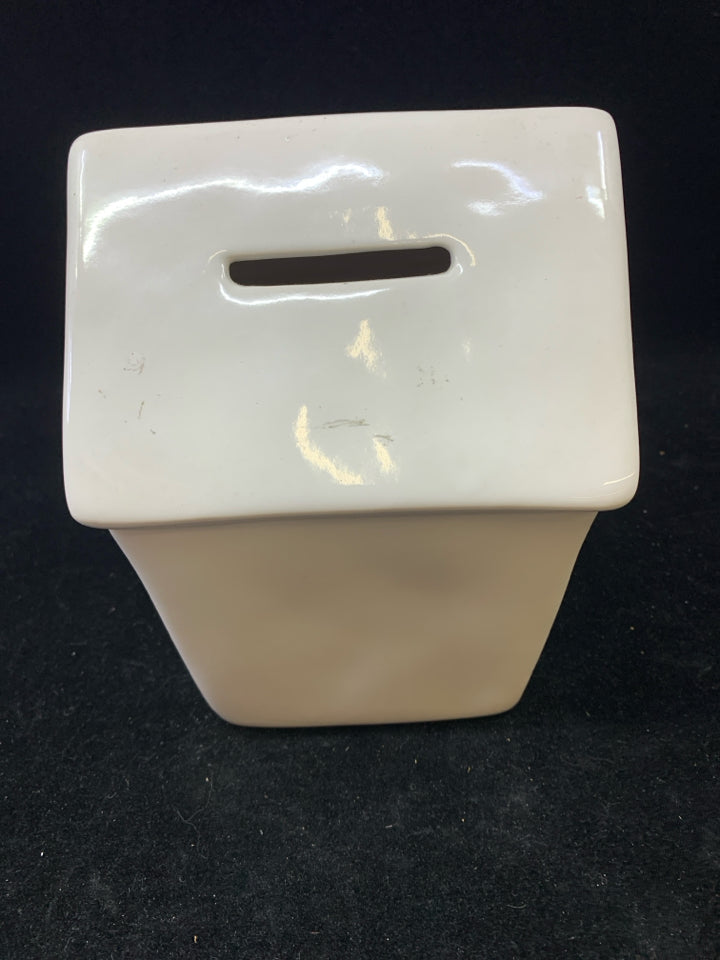 WHITE CERAMIC "GIRL'S NIGHT" PIGGY BANK-RAE DUNN.