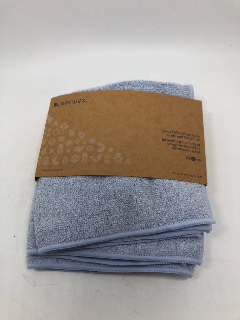 NIP 3PC BLUE LYOCELL MICROFIBER CLOTHS.