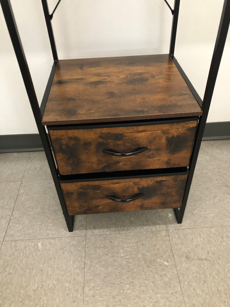 FAUX WOOD STANDING LIGHT WEIGHT CLOSET W/ 2 DRAWERS.
