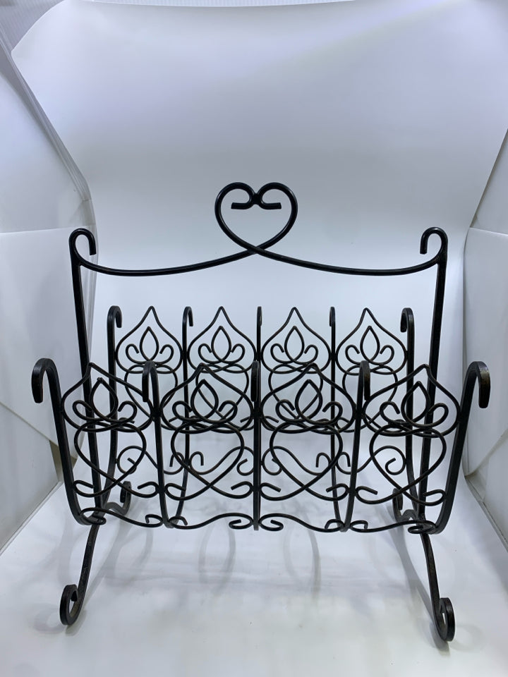 METAL SCROLL DETAIL MAGAZINE RACK.