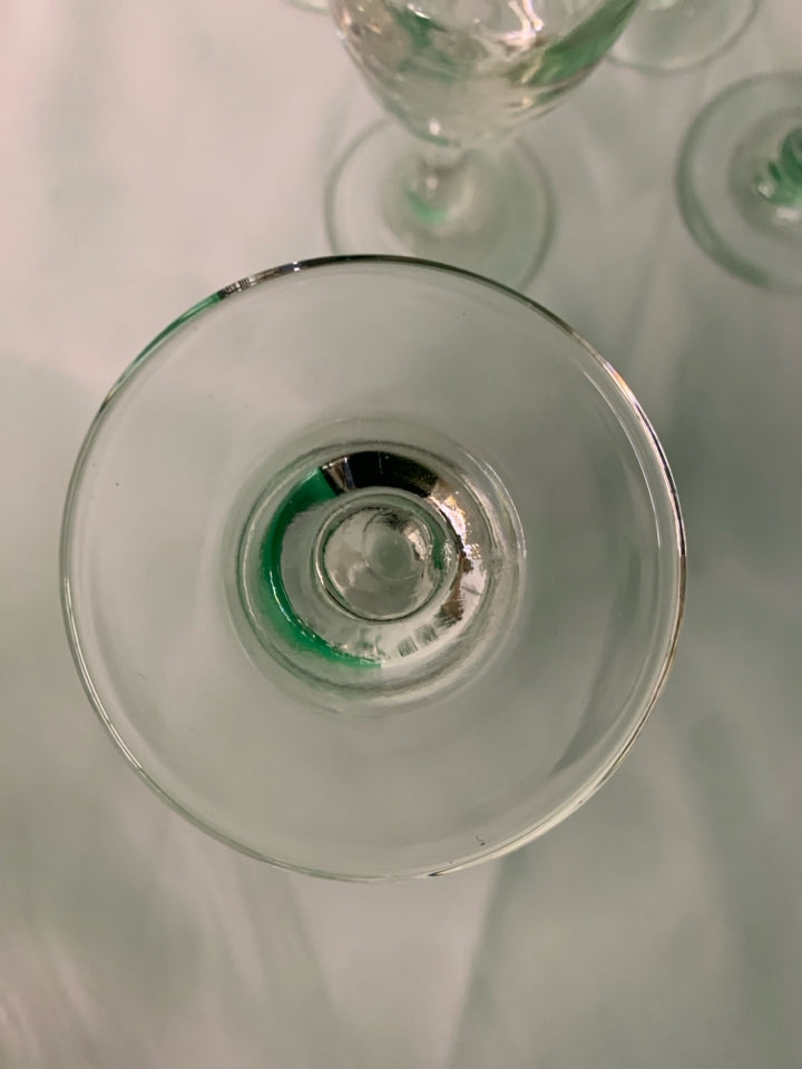 6 SKINNY WINE GLASSES.