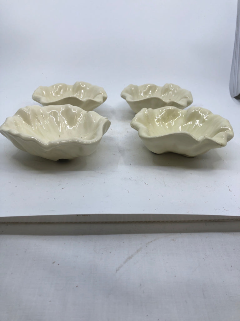 4 CREAM CABBAGE LEAF STYLE BOWLS.