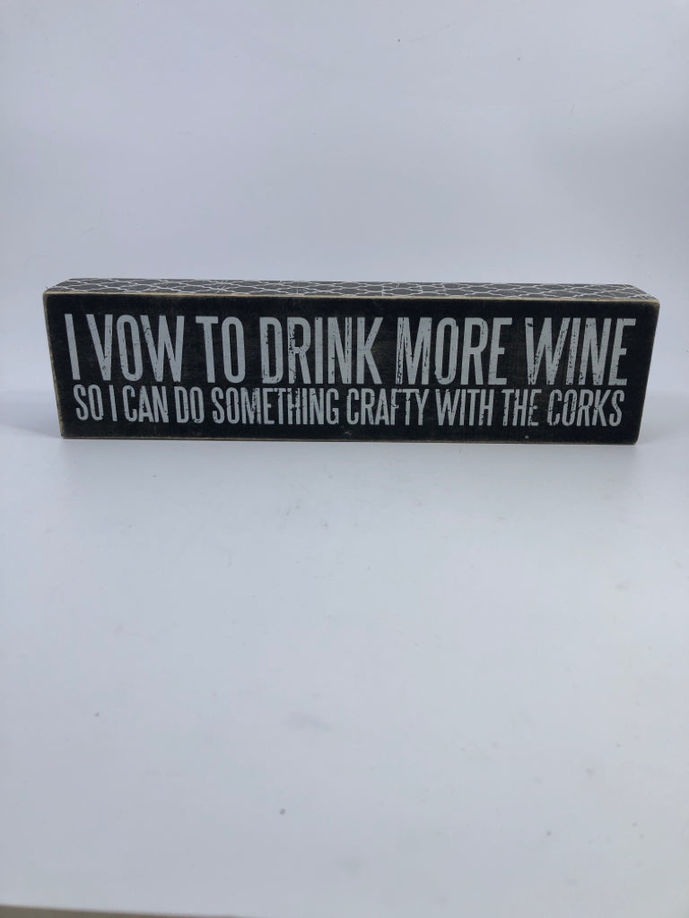 VOW TO DRINK MORE WINE BLOCK DECOR.