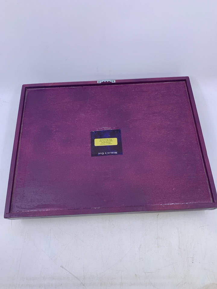 PURPLE TRAY W/ RESIN INSIDE WOMAN IN THE WOODS.