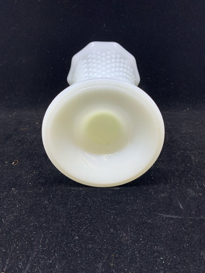 VTG HOBNAIL MILK GLASS VASE.