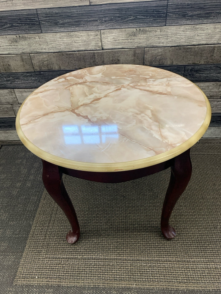 MARBLE STYLE TOP END TABLE.