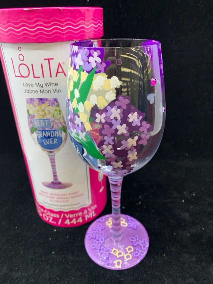 NIP BEST GRANDMA EVER LOLITA WINE GLASS.