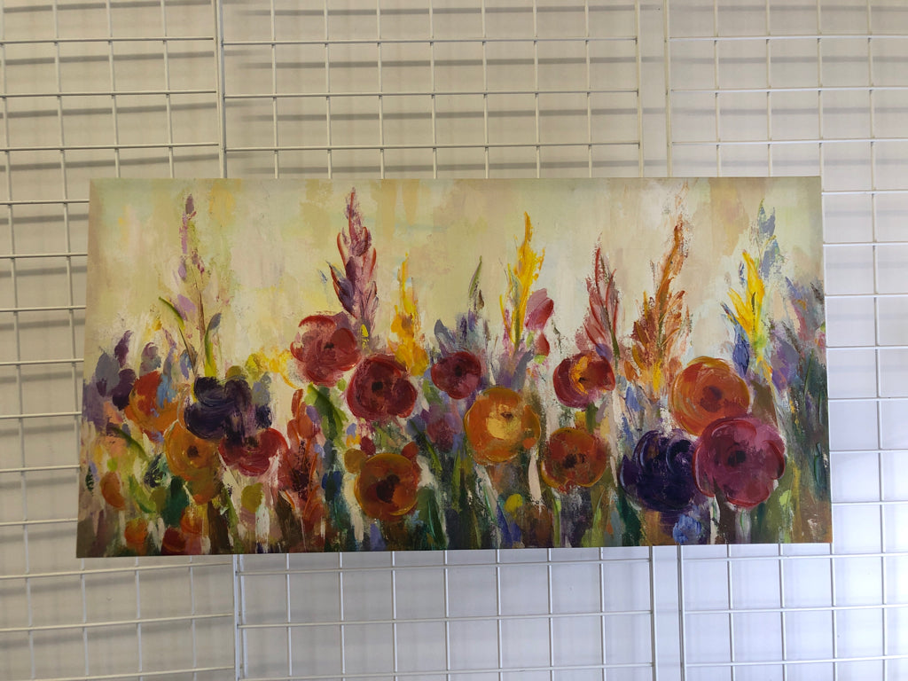 COLORFUL TEXTURED ASSORTED FLOWERS WALL CANVAS.