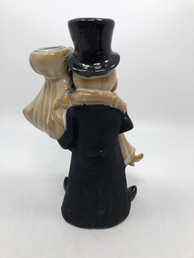 TAPER CANDLE HOLDER BONEY BUNCH SKELETON BRIDE/GROOM-YANKEE CANDLE.