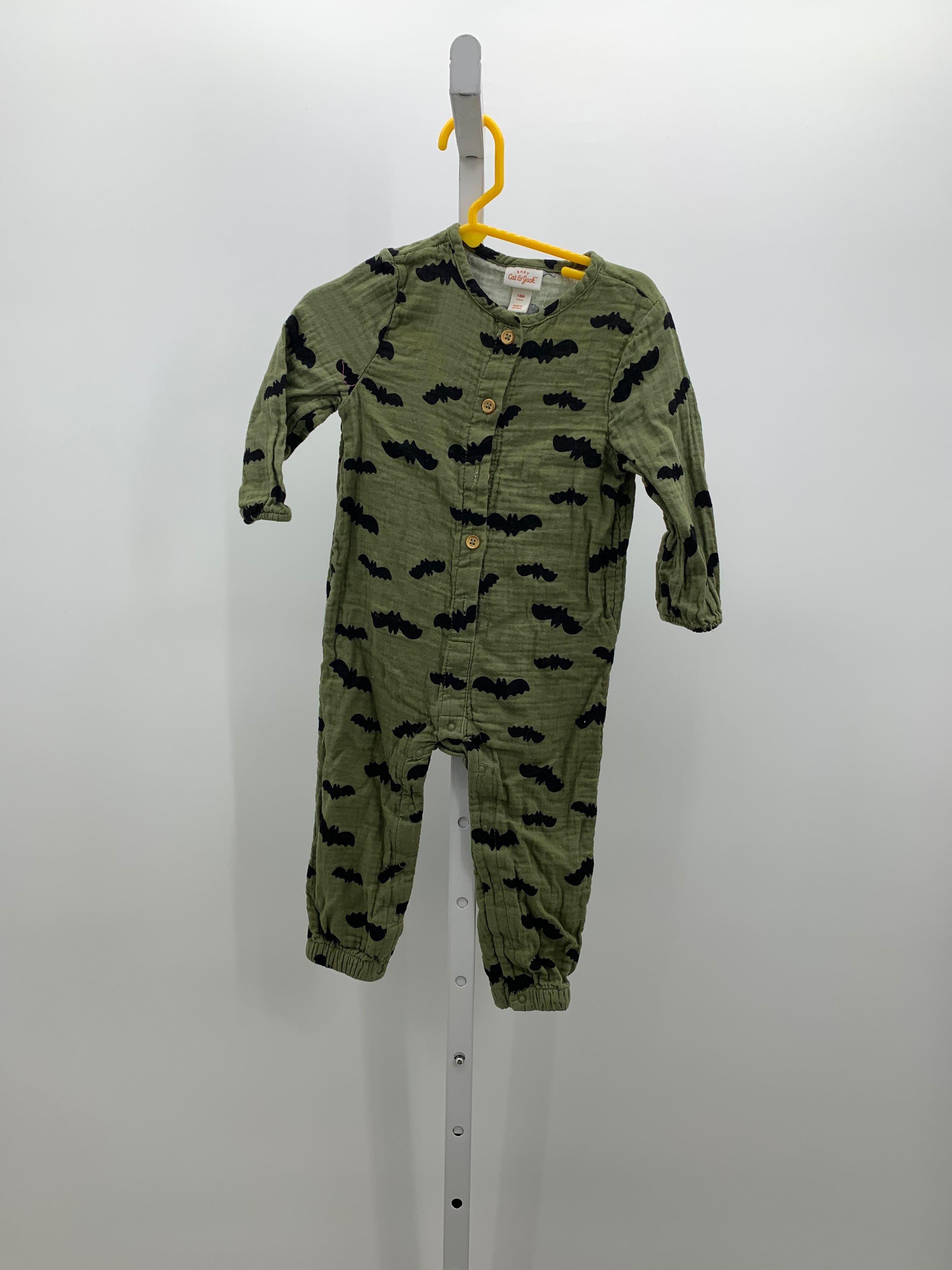 LONG SLV ROMPER BLACK BATS