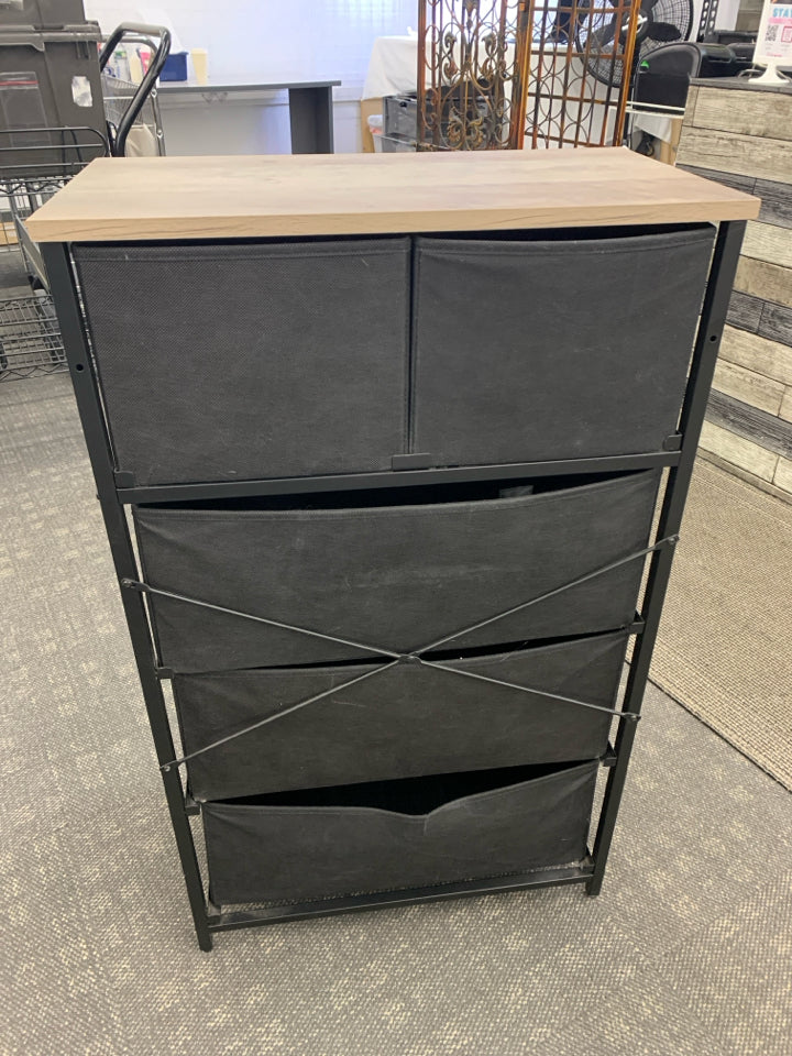 5-DRAWER FABRIC STORAGE UNIT W/RUSTIC WOOD SONGMICS.