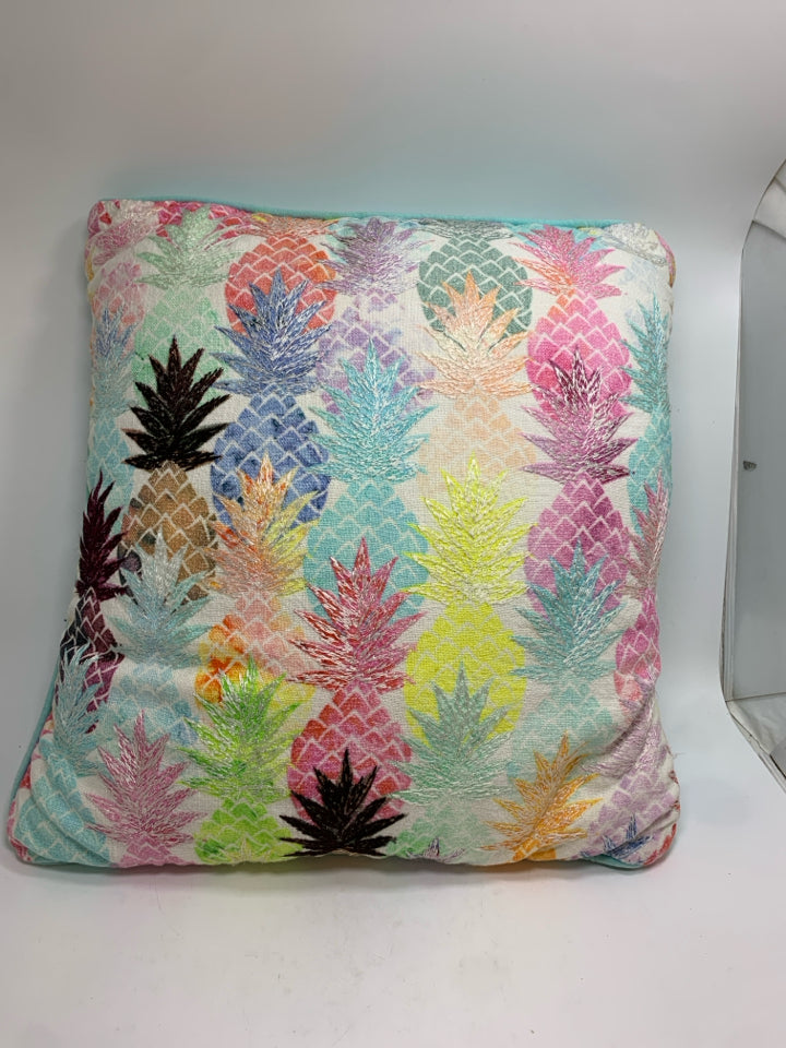 COLORFUL PINEAPPLE EMBROIDERED PILLOW.