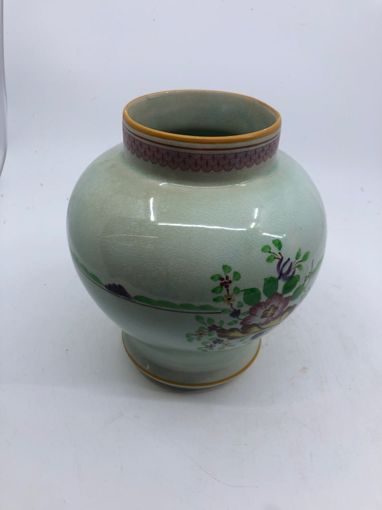 VTG PINK FLORAL GINGER JAR- CAYLX WARE.