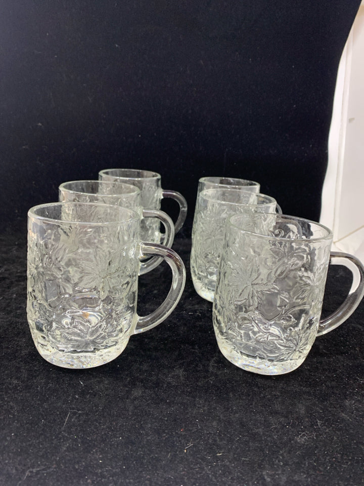 6 FANTASIA POINSETTIA EMBOSSED MUGS- PRINCESS HOUSE