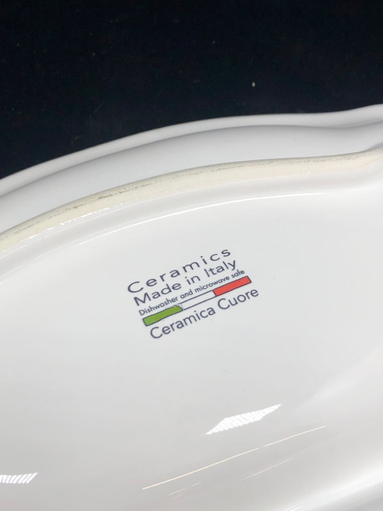WHITE CERAMIC DIVIDED SERVING DISH.