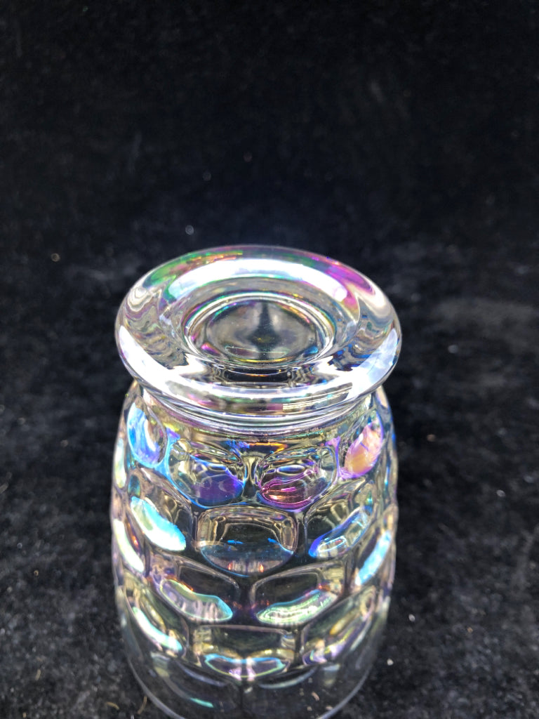 4 IRIDESCENT DIVET JUICE GLASSES.