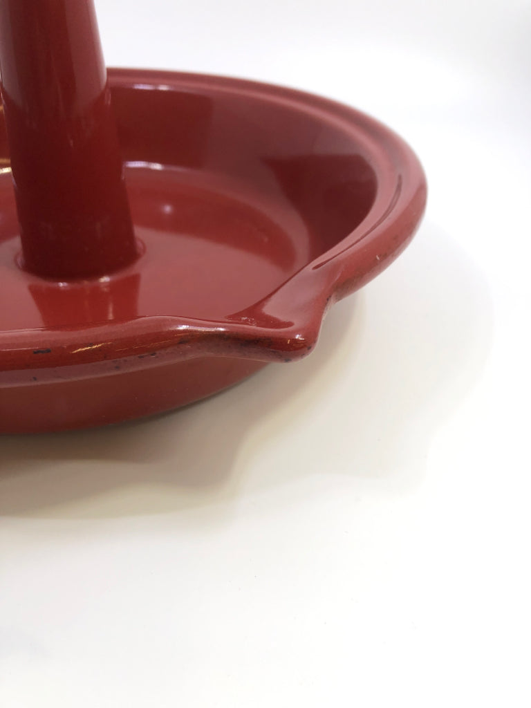 RED CERAMIC CHICKEN ROASTER EMILE HENRY.