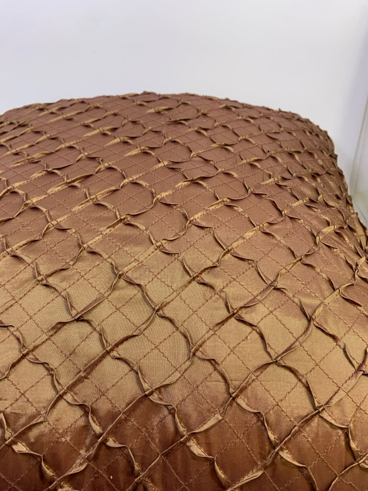 BROWN RUFFLED PILLOW W/ROPE EDGE RODEO HOME.