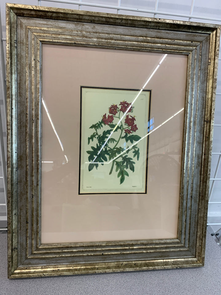 VTG "177" RED FLORAL ILLUSTRATION.