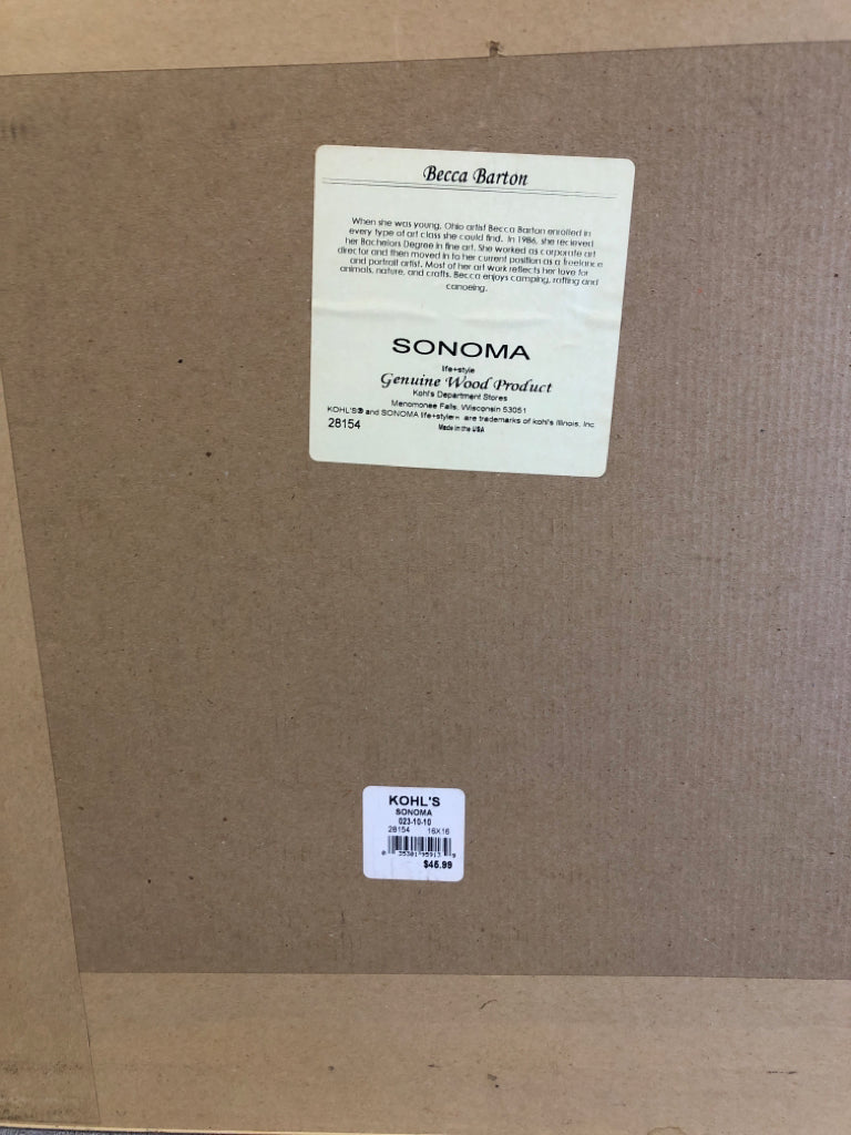 CREAM FLOWER PAINTING IN GOLD SHADOWBOX FRAME.