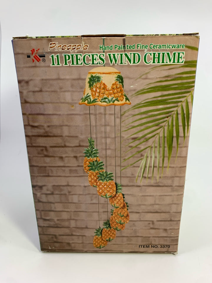 NIB CERAMIC PINEAPPLE WIND CHIME.