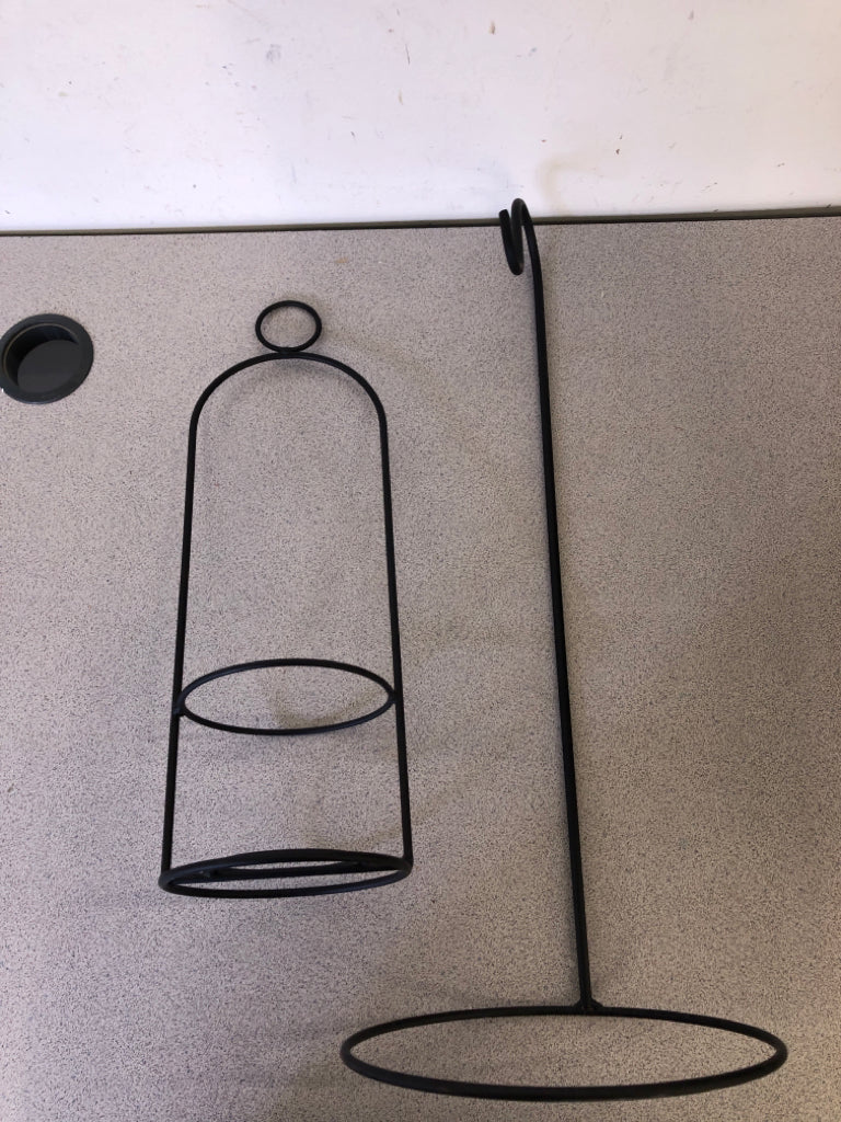 2 PC METAL JAR CANDLE HOLDER WITH BASE.