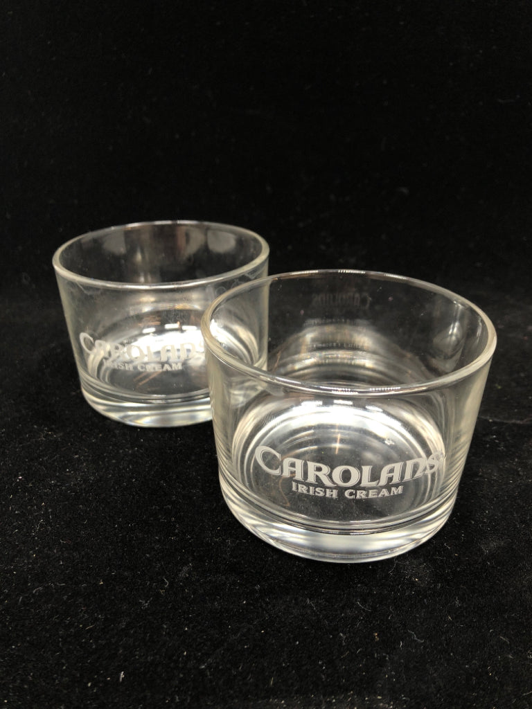 2 IRISH CREAM CAROLANS SHORT LOWBALL GLASSES.