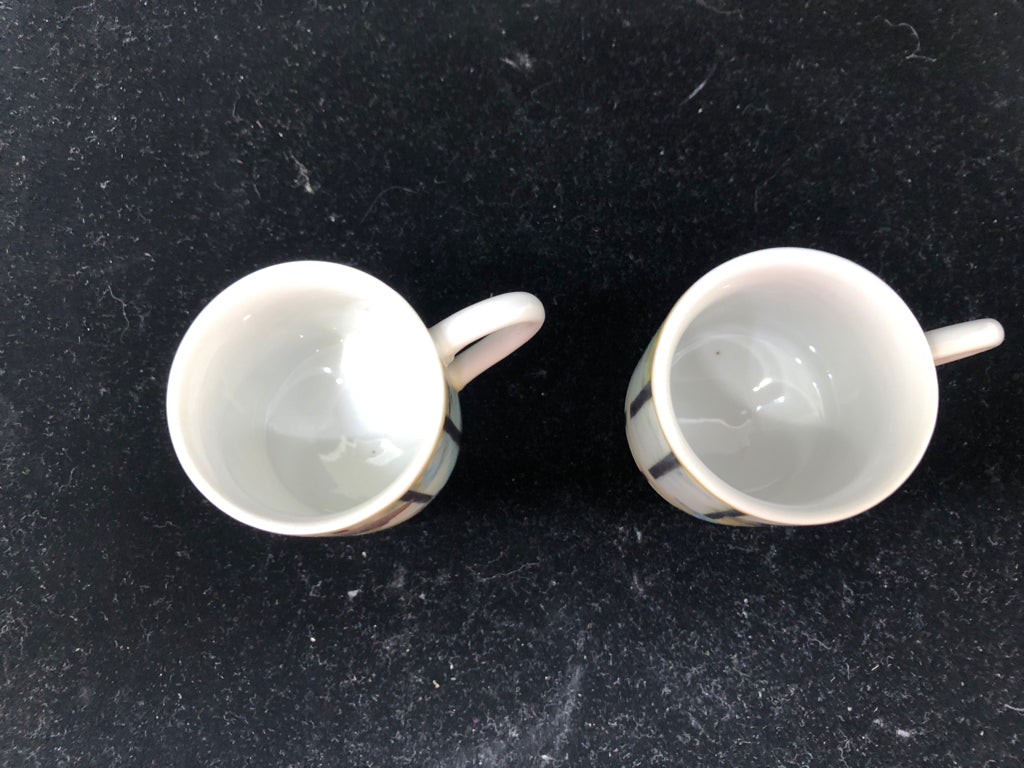 10PC ART DECO STYLE CUP/ SAUCER SET - 5 CUPS, 5 SAUCERS.