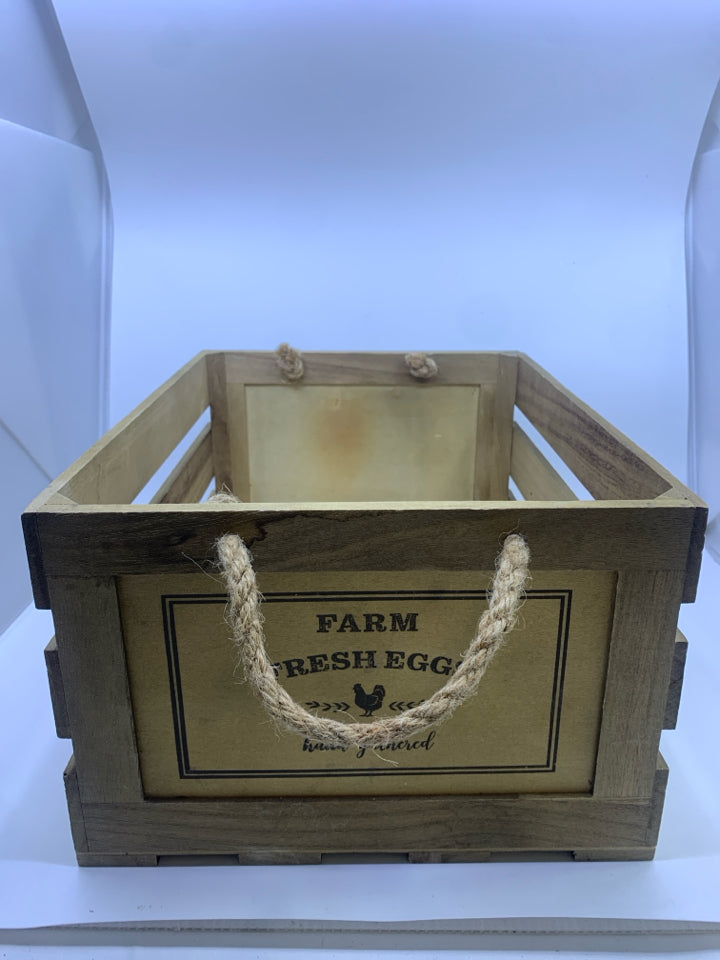 "FARM FRESH EGGS" LIGHT WOOD CRATE.
