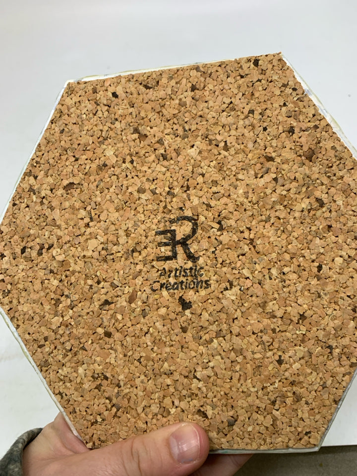 HEXAGON SHAPED ABSTRACT TRIVET.
