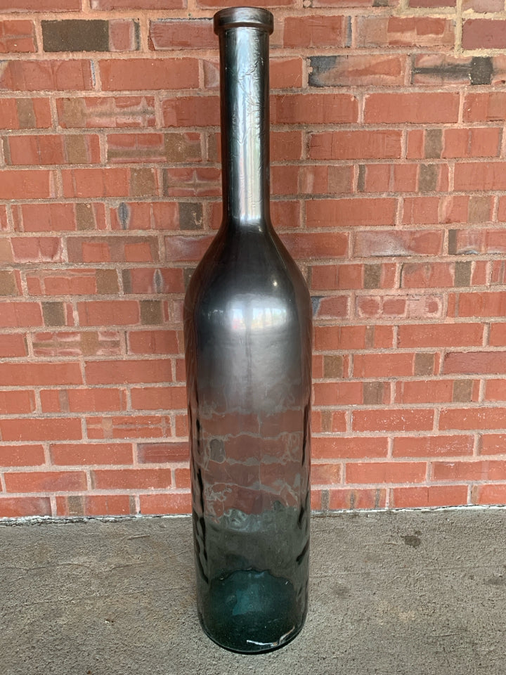 LG BLUE GLASS FLOOR VASE.