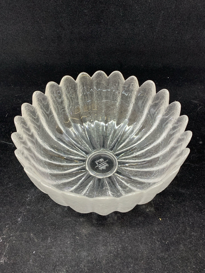 FLORAL FROSTED SHAPED SERVING BOWL- SIGNED.