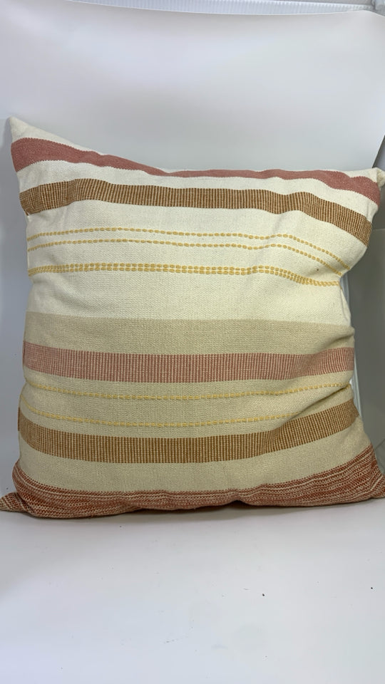 PEACH/CREAM STRIPE PILLOW.