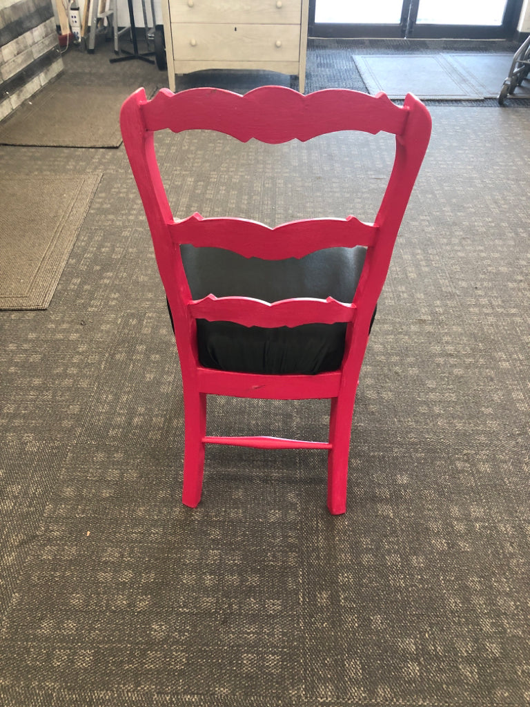 PINK & GOLD CHAIR W/BLACK SEAT.