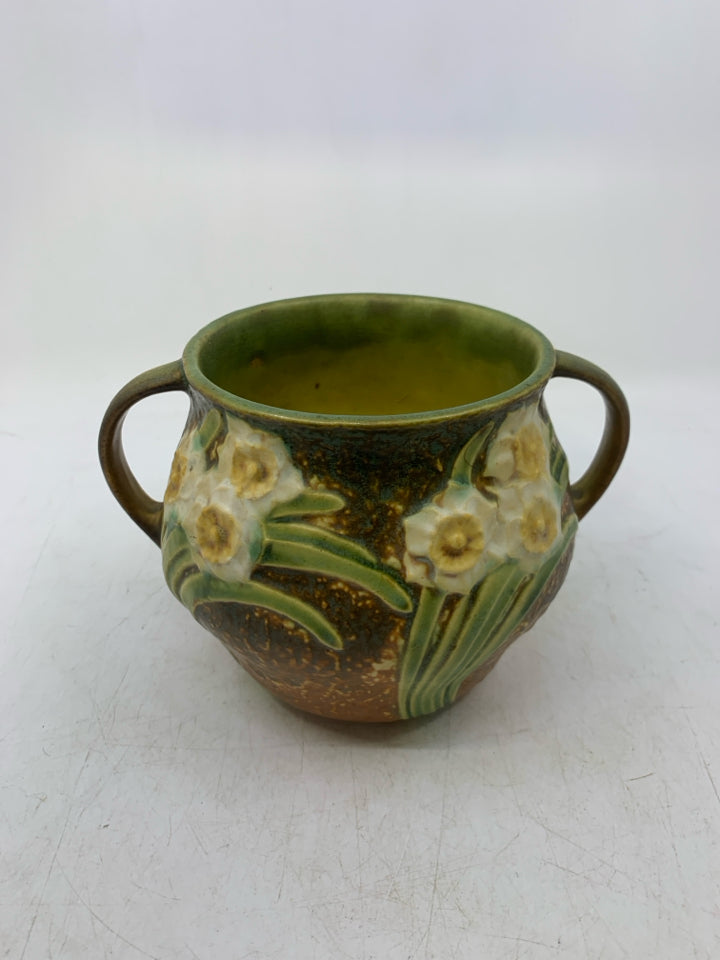 VTG JONQUIL DAFFODILS URN VASE.