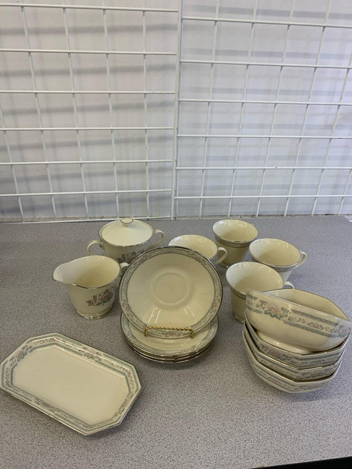 15pc ASSORTED CHARLESTON BONE CHINA DISH SET.