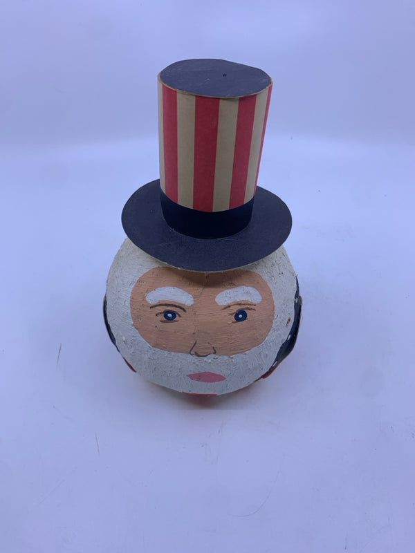 PAINTED UNCLE SAM COCONUT SHELL DECOR.