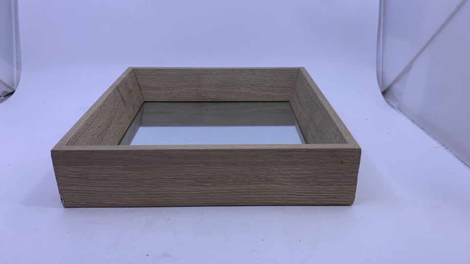 SMALL WHITE WASHED FRAME MIRROR.