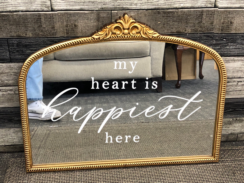 MY HEART GOLD SCROLL MIRROR.