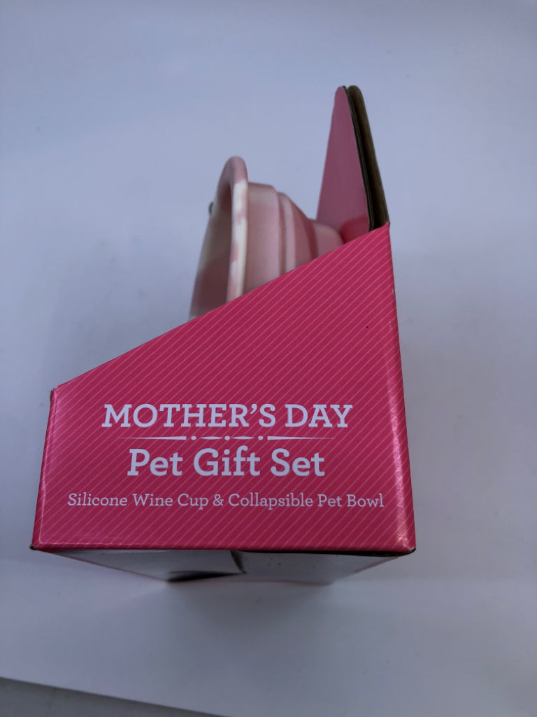 NIB MAMA WINE GLASS AND PET BOWL.