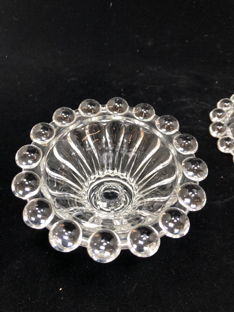 2 VTG BUBBLE GLASS TAPER HOLDERS.