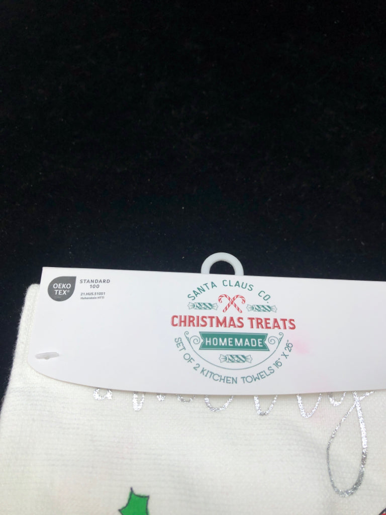 NIP 2 CHRISTMAS COCKTAIL KITCHEN TOWELS.