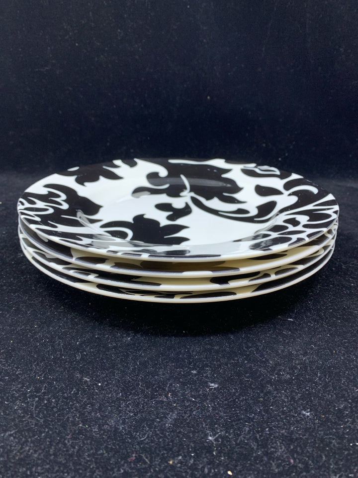 12PC WHITE/BLACK FLOWERS DINNER SVC FOR 4.