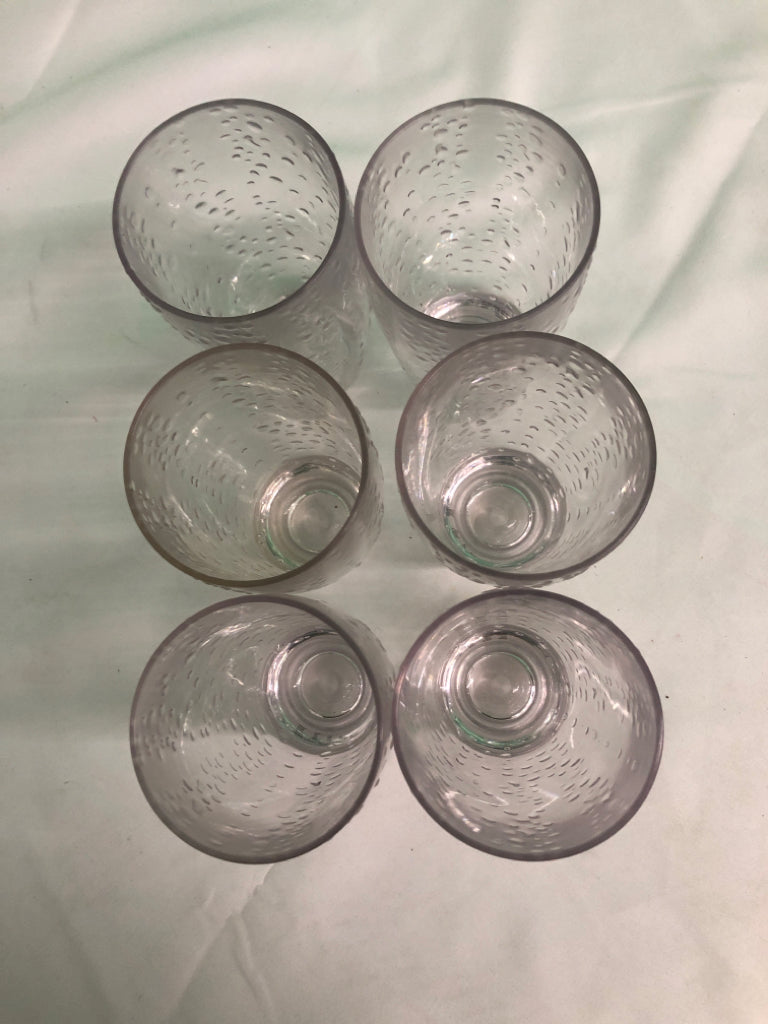 6 TALL PLASTIC BUBBLE GLASSES.
