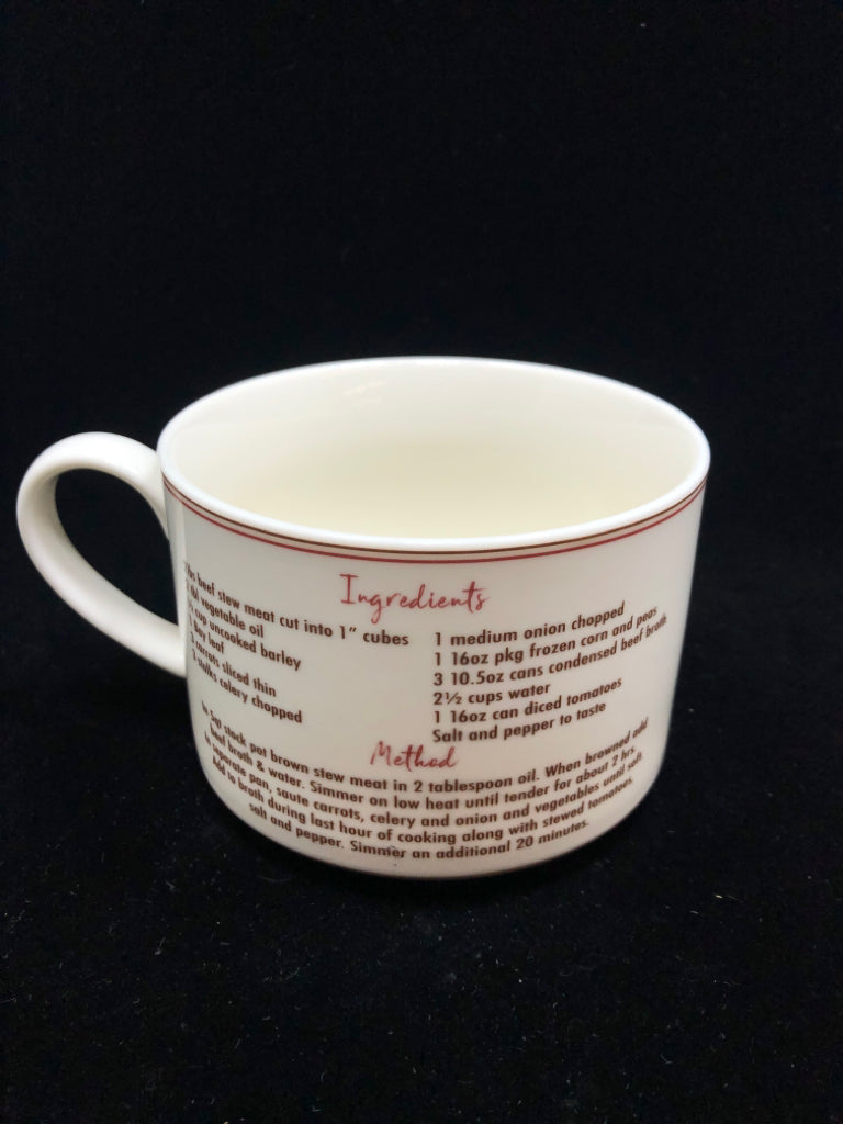BEEF AND BARLEY SOUP RECIPE MUG.