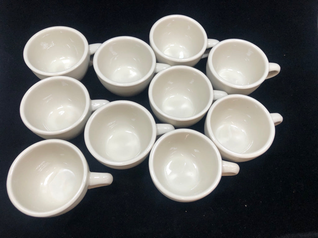 10 CREAM CERAMIC COFFEE CUPS.