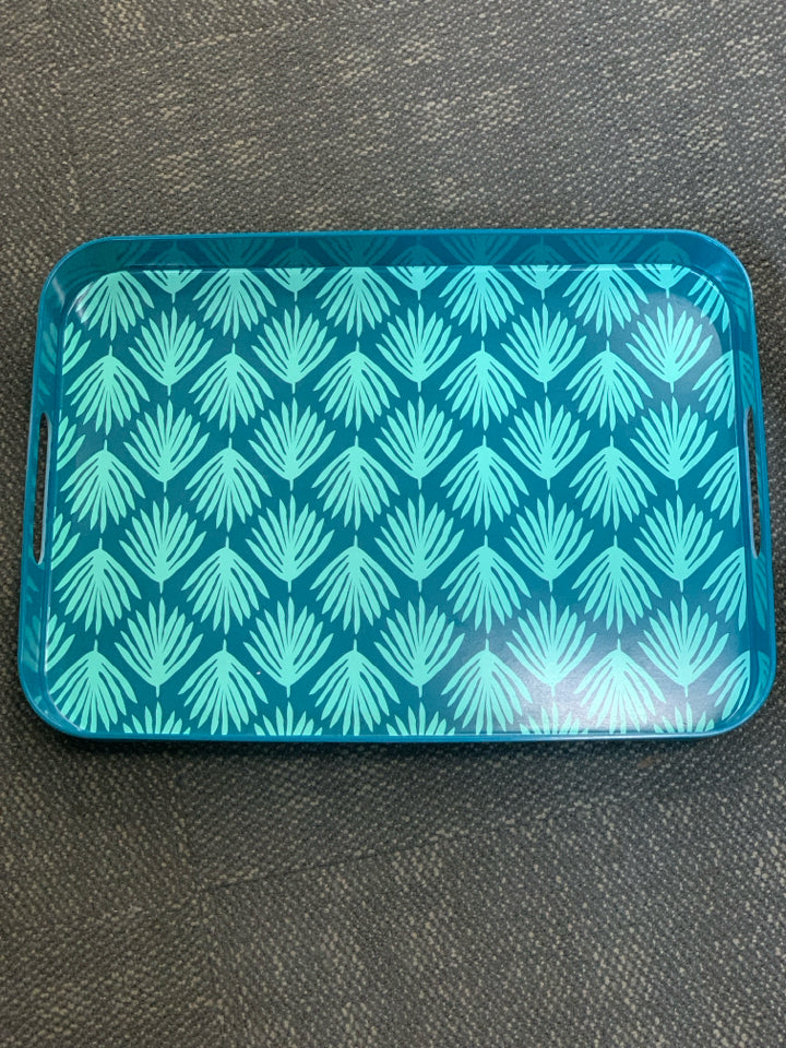TEAL MELAMINE RECTANGULAR TRAY.