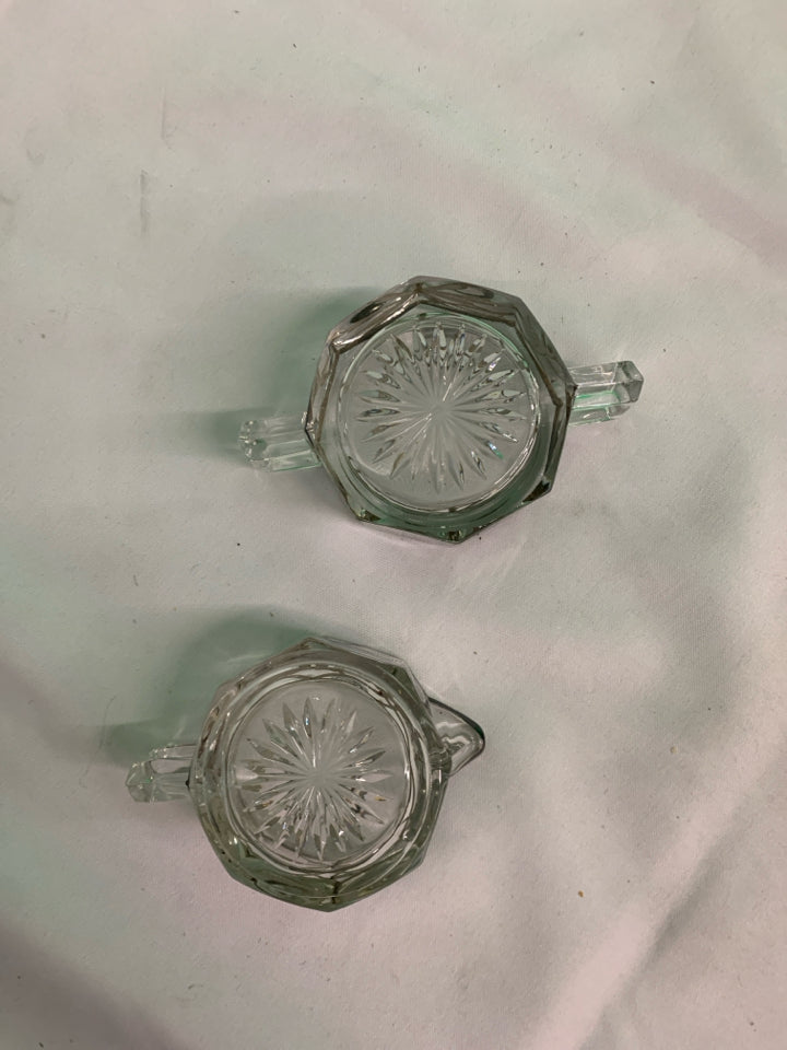 2PC VTG SILVER ON GLASS MCM SUGAR AND CREAMER.