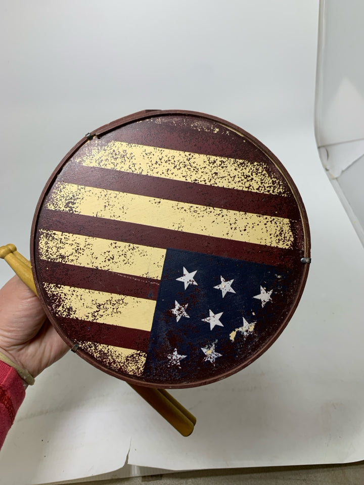 FAUX PATRIOTIC DRUM W/ STICKS DECOR.