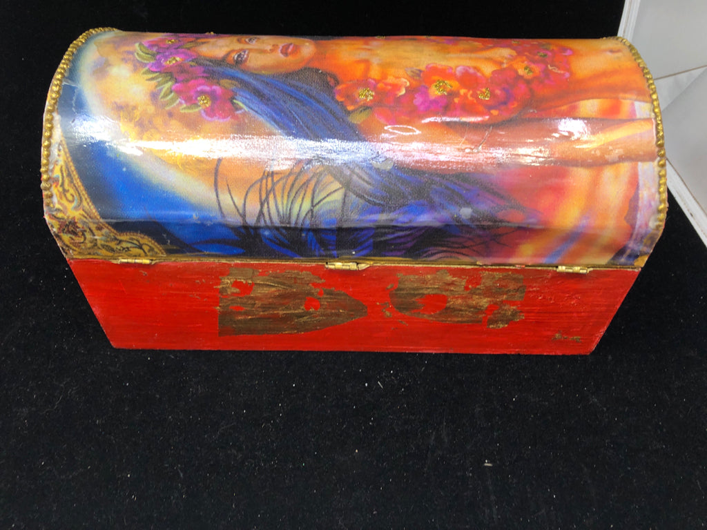 WOMAN ON RED JEWELRY/ STORAGE CHEST.